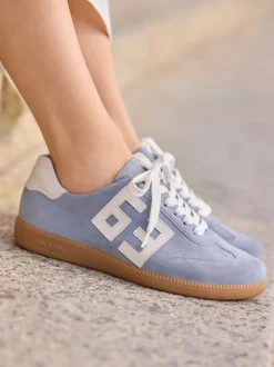 Semler – Retro-Sneaker aus Veloursleder Pastellblau