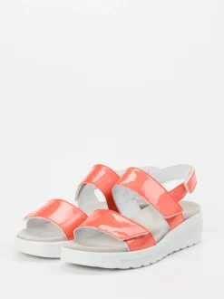 Semler – Sandalen aus Lackleder in Korallenrot