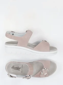 Semler – Sandalen aus Veloursleder in Rosébeige