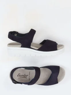Semler – Sandalen aus Veloursleder Dunkelblau