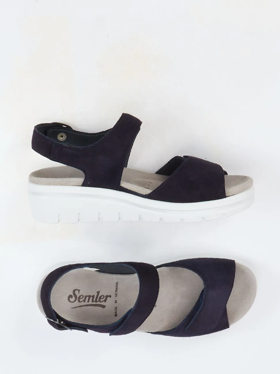 Semler – Sandalen aus Veloursleder Dunkelblau