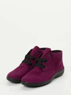 Semler – Schnür-Bootie aus Veloursleder Beerenviolett