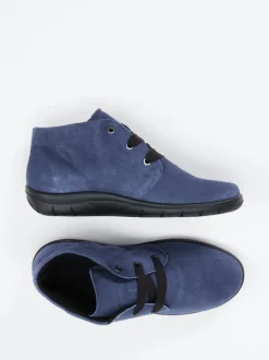 Semler – Schnür-Bootie aus Veloursleder jeansblau