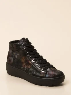 Semler – Schnürboots aus geprägtem Leder floral