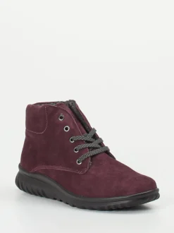 Semler – Schnürboots aus Veloursleder brombeerrot