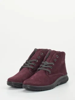 Semler – Schnürboots aus Veloursleder brombeerrot