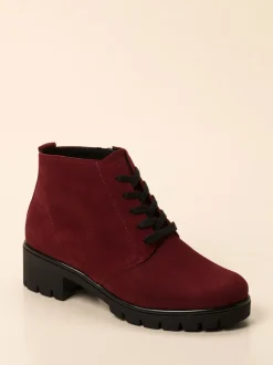 Semler – Schnür-Boots aus Veloursleder bordeauxrot