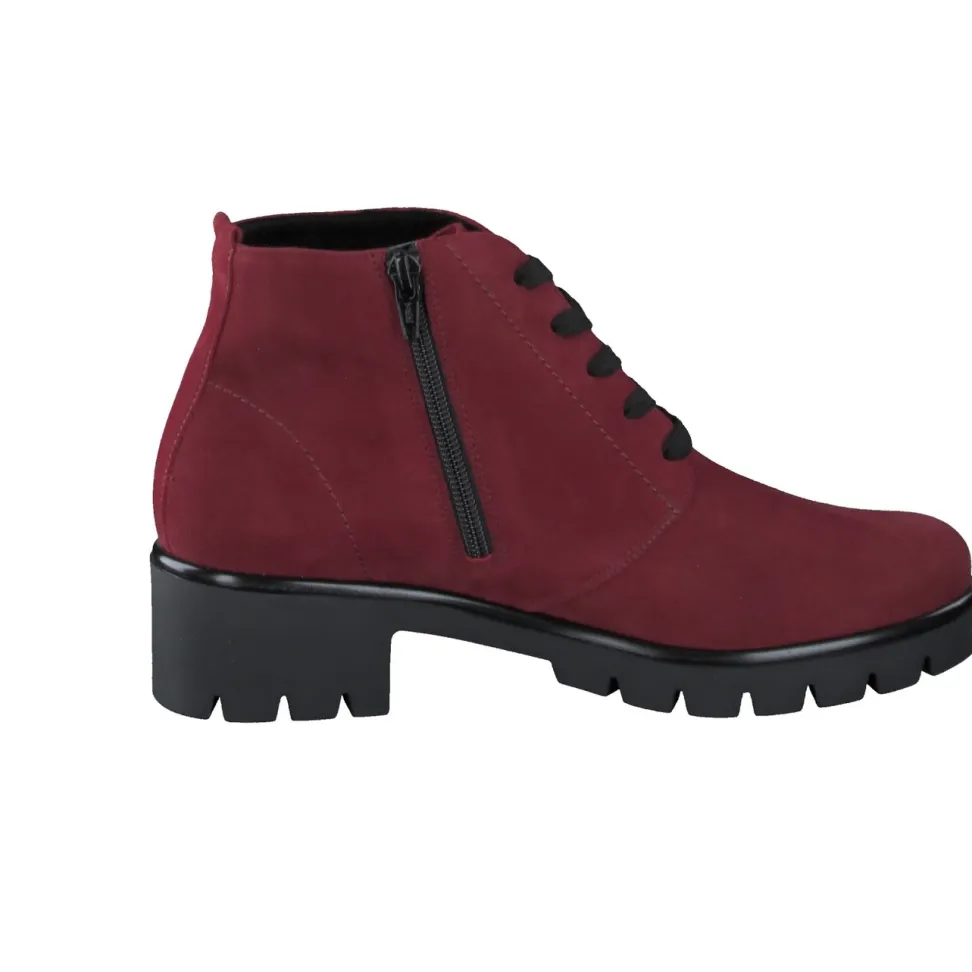 Semler – Schnür-Boots aus Veloursleder bordeauxrot
