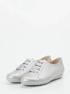 Semler – Schnürschuh aus Metallicleder silberfarben