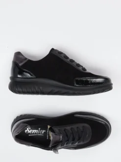 Semler – Schnürschuh aus Veloursleder Schwarz