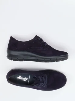 Semler – Schnürschuh aus Veloursleder Dunkelblau