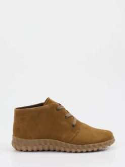 Semler – Schnürstiefelette aus Veloursleder cognacbraun