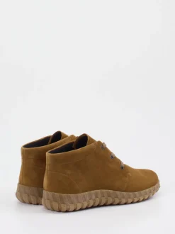 Semler – Schnürstiefelette aus Veloursleder cognacbraun