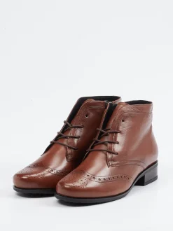 Semler – Schnürstiefelette aus Kalbleder mittelbraun
