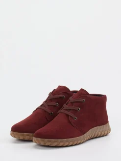 Semler – Schnürstiefelette aus Veloursleder bordeaux
