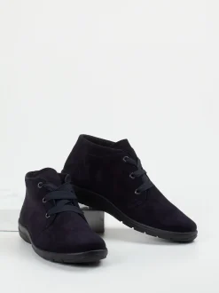 Semler – Schnürstiefelette aus Veloursleder blau