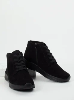 Semler – Schnürstiefelette aus Veloursleder schwarz