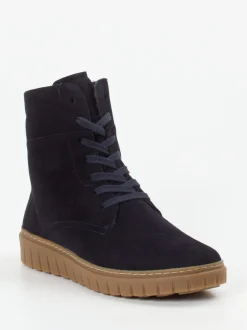 Semler – Schnürstiefelette aus Nubukleder Dunkelblau