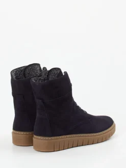 Semler – Schnürstiefelette aus Nubukleder Dunkelblau