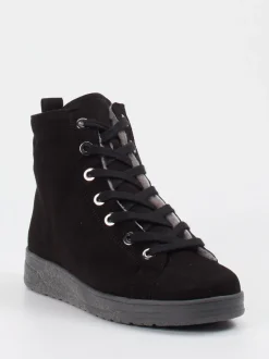 Semler – Schnürstiefelette aus Veloursleder schwarz