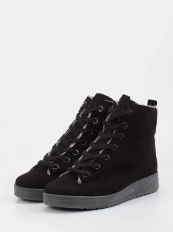 Semler – Schnürstiefelette aus Veloursleder schwarz