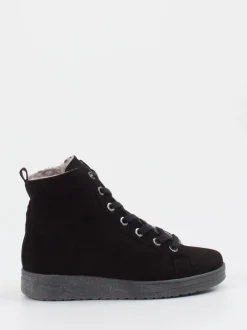 Semler – Schnürstiefelette aus Veloursleder schwarz