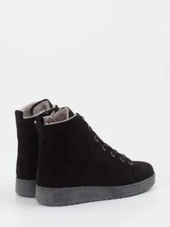 Semler – Schnürstiefelette aus Veloursleder schwarz