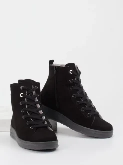 Semler – Schnürstiefelette aus Veloursleder schwarz