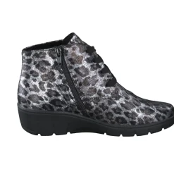 Semler – Schnürstiefelette aus geprägtem Leder metallicgrau
