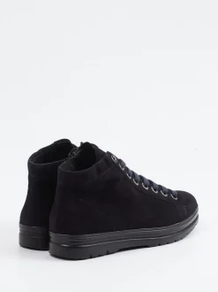 Semler – Schnürstiefelette aus Veloursleder blau