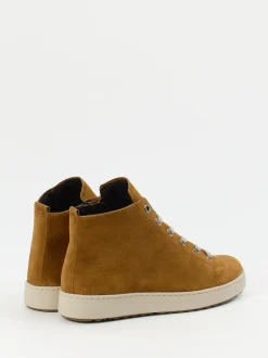 Semler – Schnürstiefelette aus Veloursleder cognacbraun