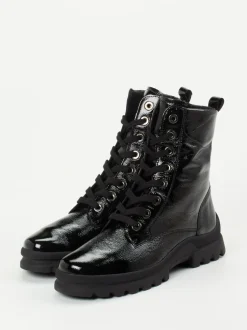 Semler – Schnürstiefelette aus Lackleder schwarz