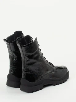 Semler – Schnürstiefelette aus Lackleder schwarz