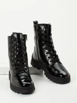 Semler – Schnürstiefelette aus Lackleder schwarz