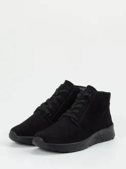Semler – Schnürstiefelette aus Veloursleder Schwarz