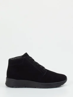 Semler – Schnürstiefelette aus Veloursleder Schwarz