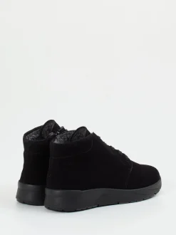 Semler – Schnürstiefelette aus Veloursleder Schwarz