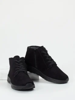 Semler – Schnürstiefelette aus Veloursleder Schwarz