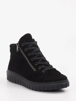 Semler – Schnürstiefelette aus Veloursleder Schwarz