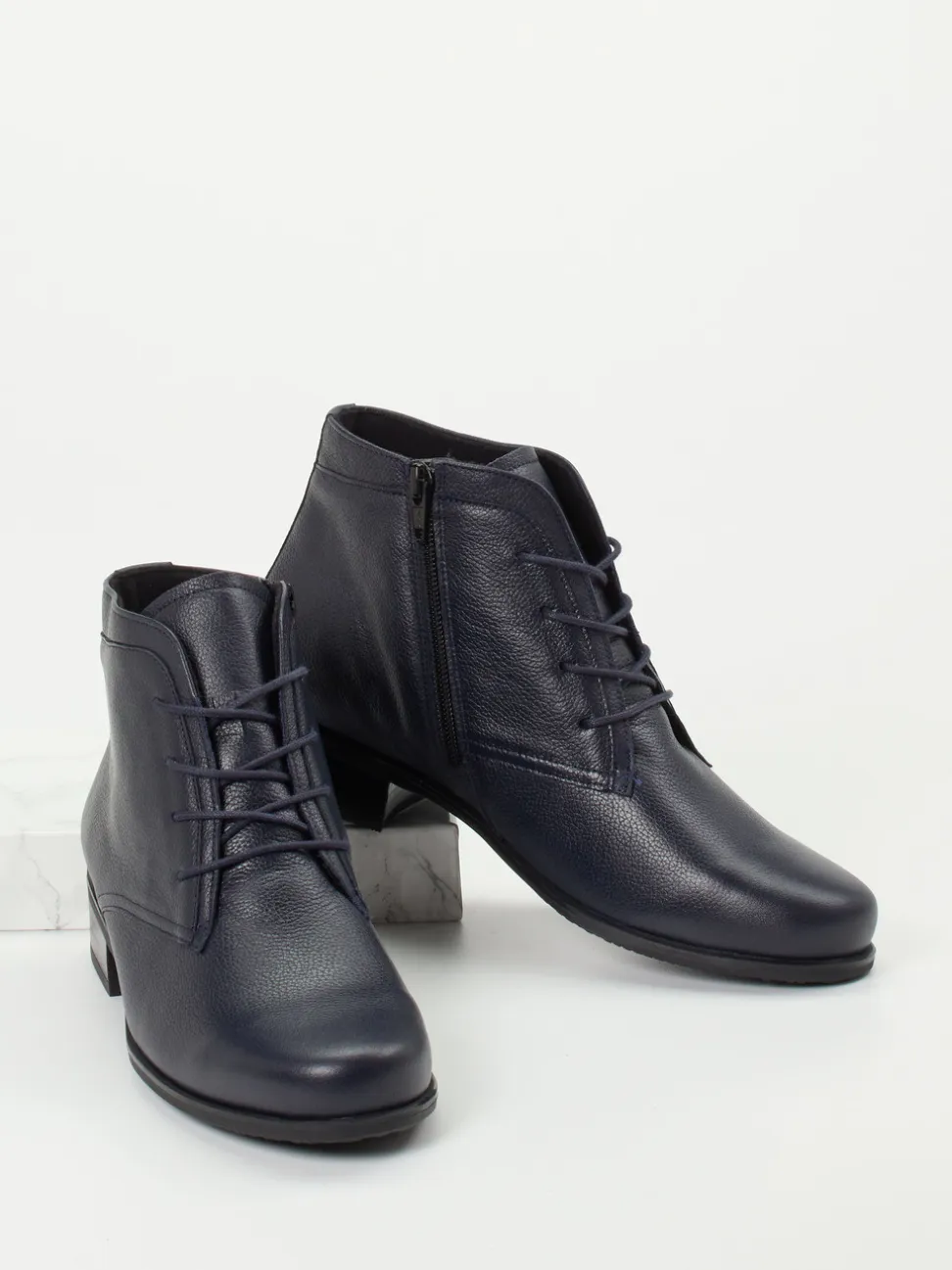 Semler – Schnürstiefeletten aus Kalbleder Dunkelblau