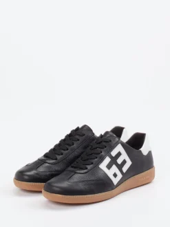 Semler – Sneaker aus Kalbleder Schwarz-Weiß