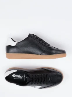Semler – Sneaker aus Kalbleder Schwarz-Weiß