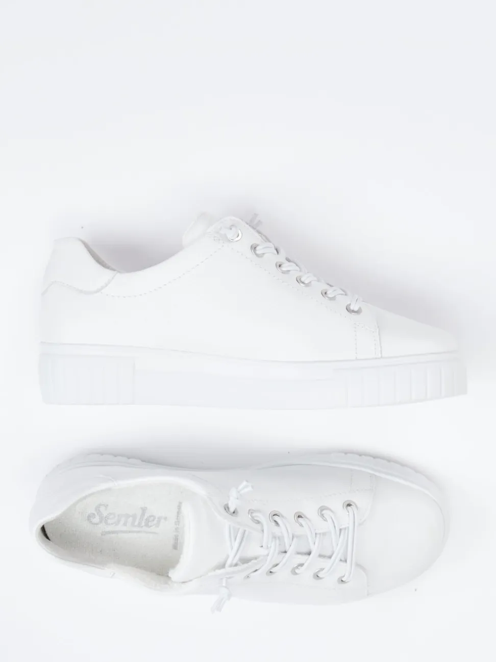 Semler – Sneaker aus Kalbleder weiß genarbt