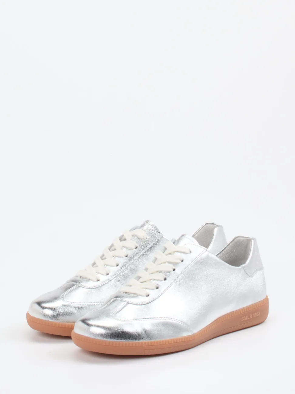 Semler – Sneaker aus Metallicleder silberfarben