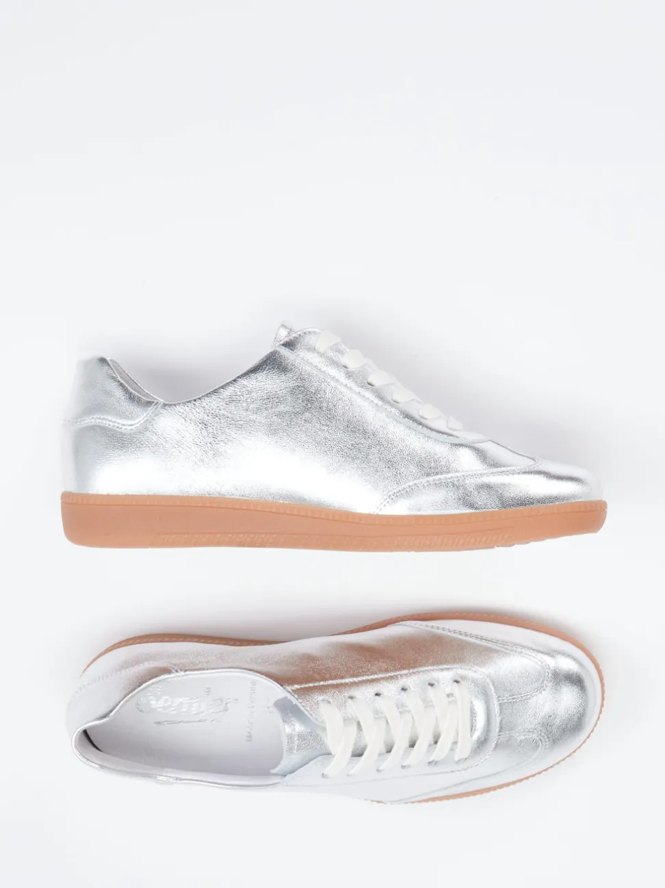 Semler – Sneaker aus Metallicleder silberfarben