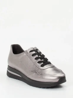 Semler – Sneaker aus Metallicleder silberfarben