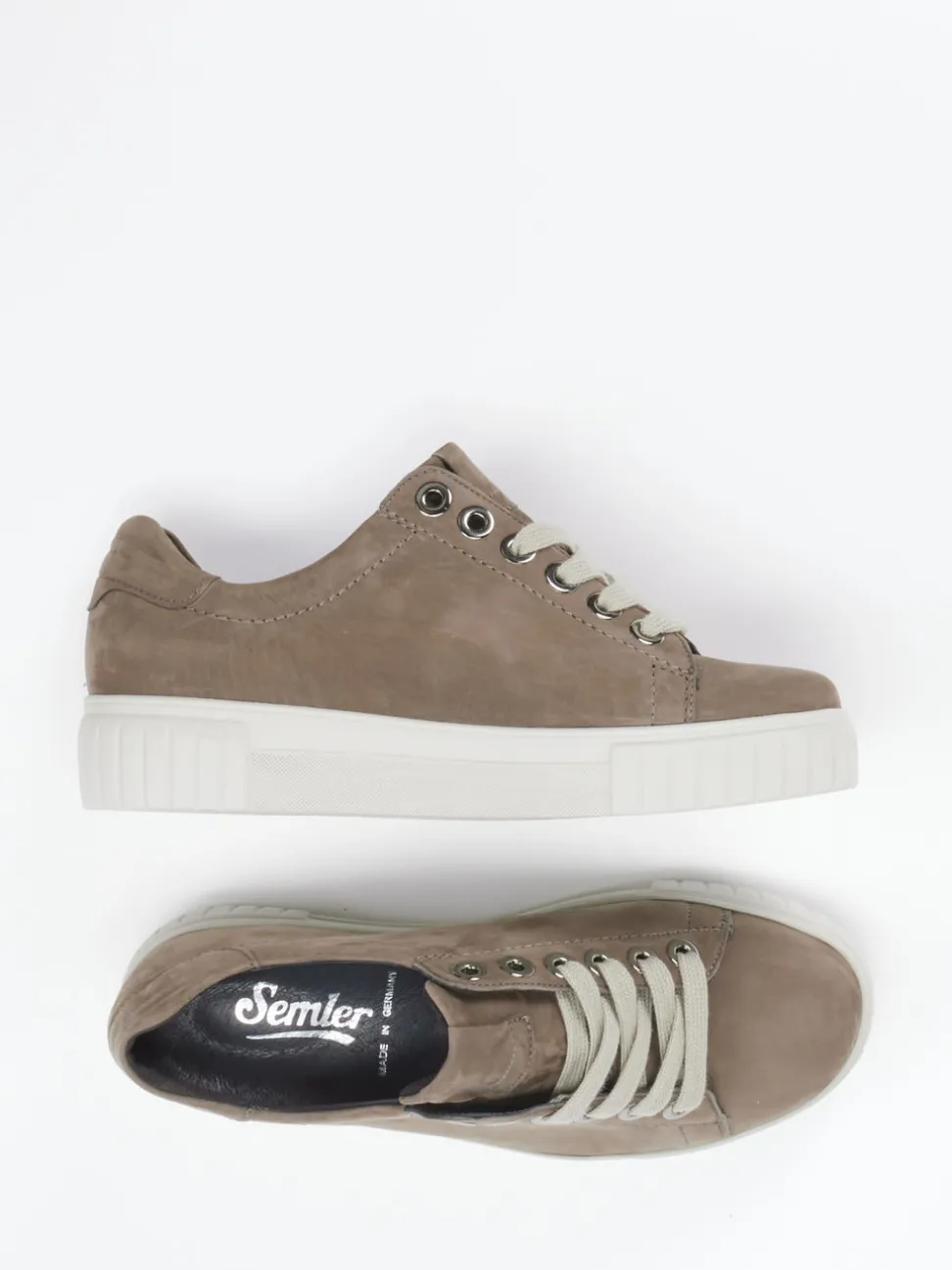 Semler – Sneaker aus Nubukleder in Taupe