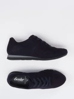 Semler – Sneaker aus Veloursleder in Dunkelblau
