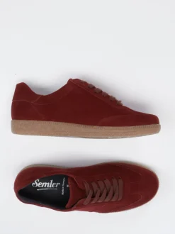 Semler – Sneaker aus Veloursleder in Bordeaux