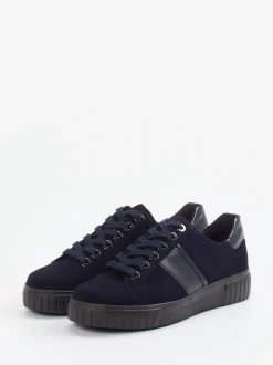 Semler – Sneaker aus Veloursleder Dunkelblau